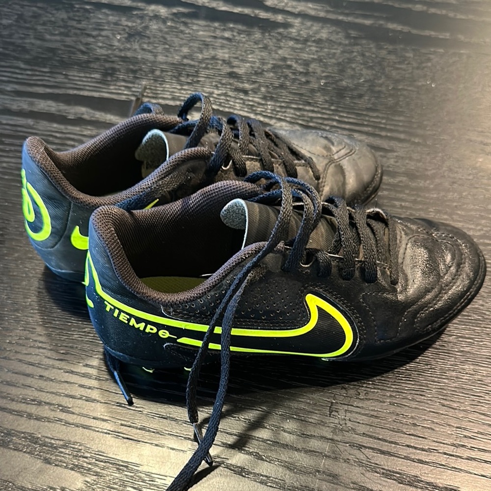 Nike Tiempo Black and Yellow Athletic Shoes